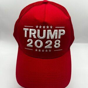 Trump 2028 Red Mesh Trucker Hat MAGA CAP Adjustable Snapback Cap